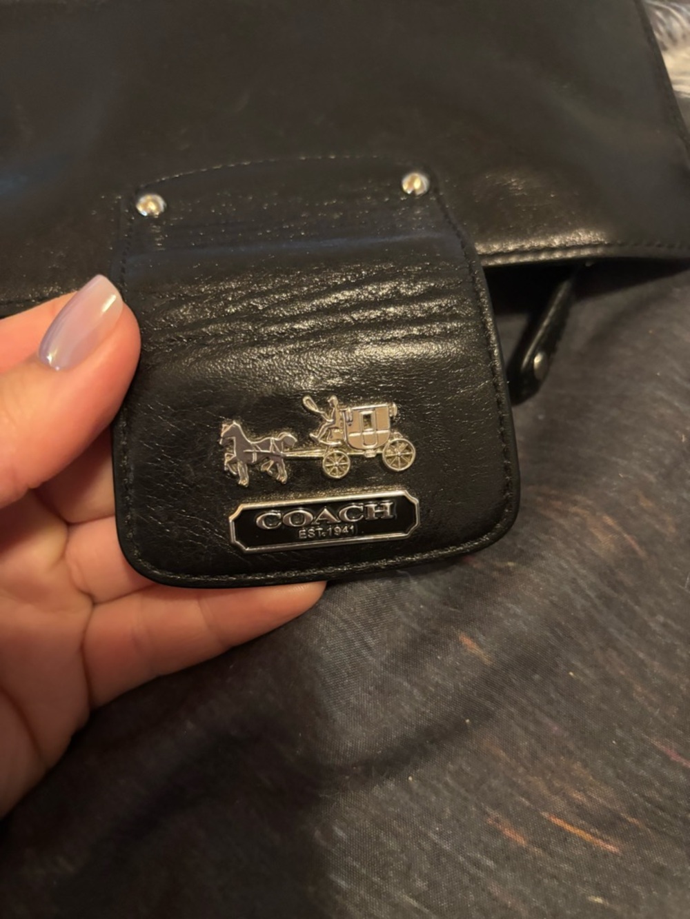 Coach Black Leather Clutch Wallet with Signature Plaque - Picture 5 of 6